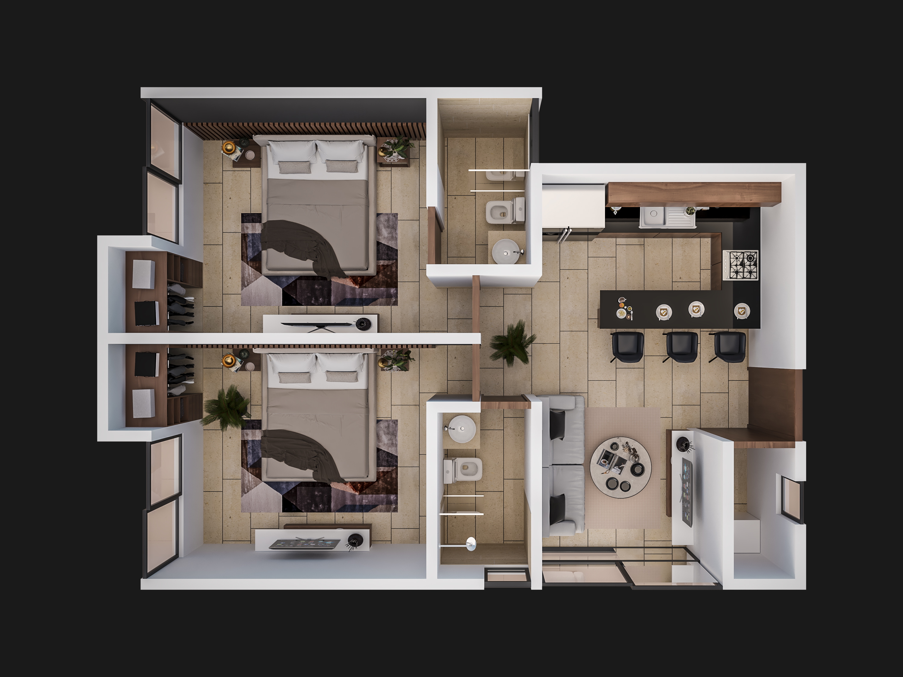 PLANTA 3D-DEPARTAMENTO 1