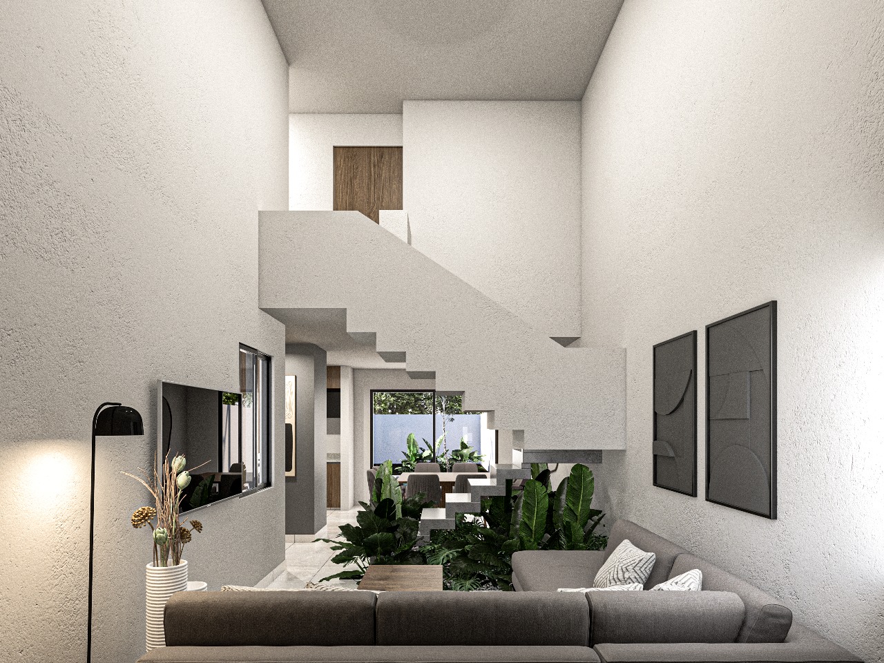 Sala doble altura_Caoba